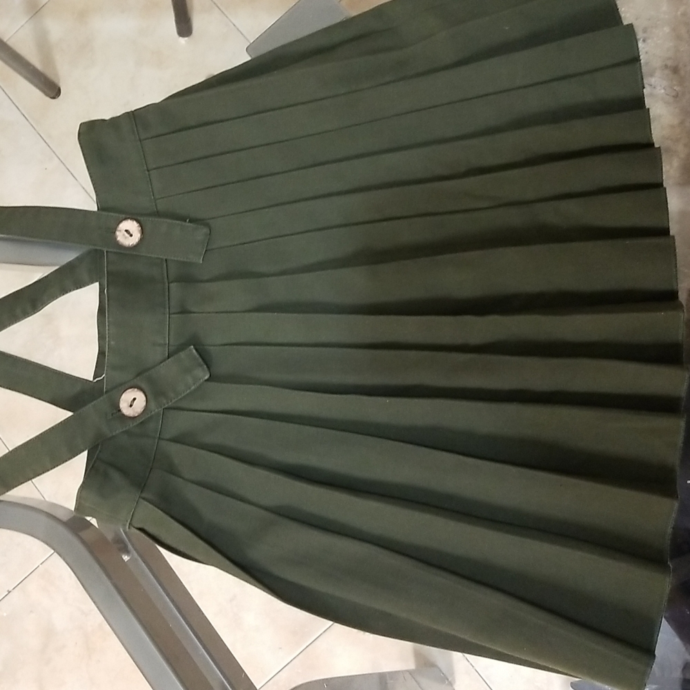 Pastel like burberry uniform khaki suspender pleated skirt 4